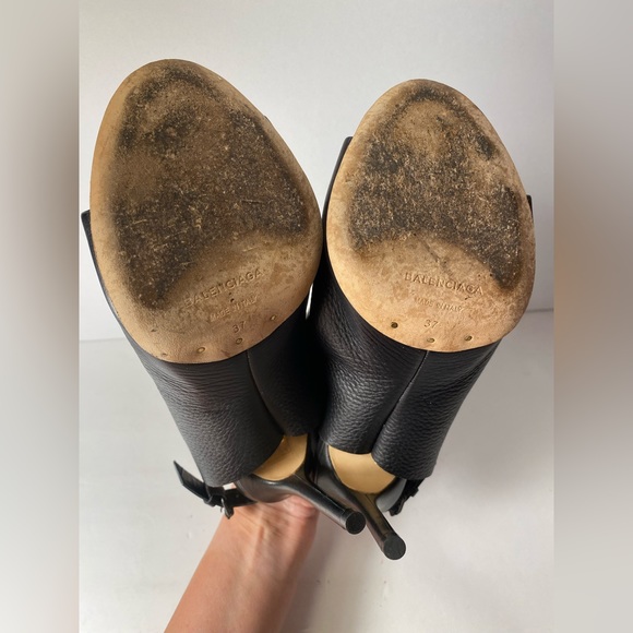 Balenciaga open toe slingback sandals heels black 37 7 - Picture 5 of 9